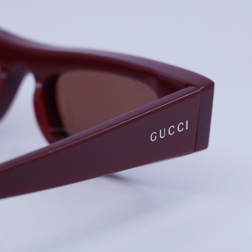 Gucci GG1779S 003 Sunglasses Burgundy Cat Eye Frame, Brown Lenses - Picture 6 of 11